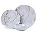 Melamine Dinnerware Set - 12pcs Plastic Dishes Dinnerware Set for 4, Everyday Use, Marble Pattern, Not for Microwave