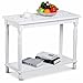 Topeakmart White Antique Console Tables with Carved Top/Leg and Lower Storage Shelf Entryway/Hallway Furniture