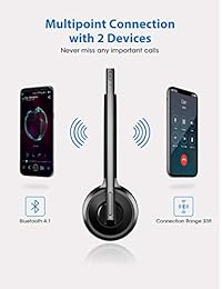 Mpow M5   Auriculares Bluetooth con micrófono, base de carga de 180 horas para teléfono móvil, manos libres inalámbricas para Skype Call Center Office S
