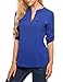 ANGVNS Women Long Sleeve V Neck Printed Chiffon Shirt, Jewelry Blue, XL