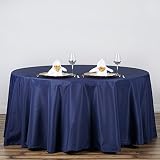 LinenTablecloth 120-Inch Round Polyester Tablecloth Navy Blue
