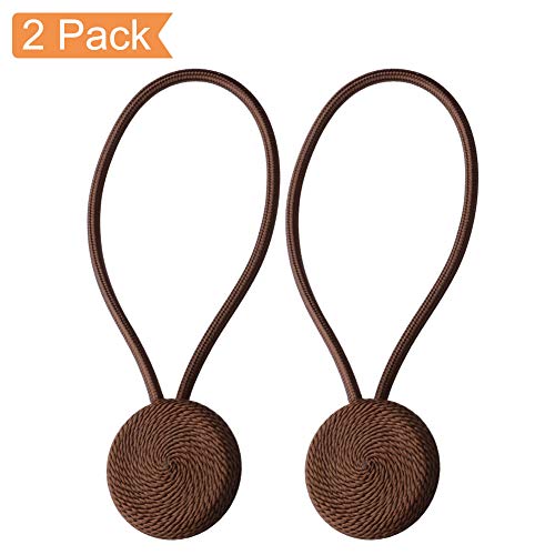 Elitlife Curtain Tiebacks Magnetic,The Most Convenient Drape Tie Backs,Decorative Rope Holdbacks/Holder for Window Sheer and Blackout Panels,Set of 2,Brown - Thumbnail 7