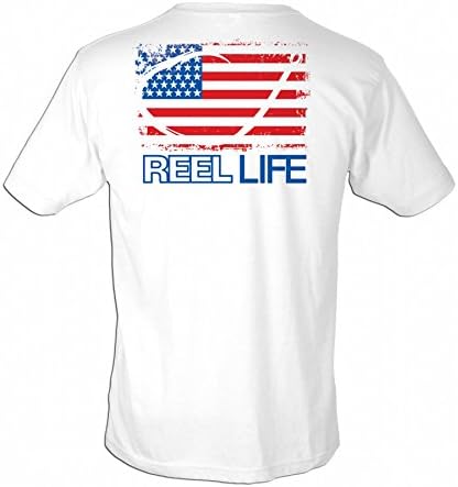 Reel Life Mens Reel Soft T-Shirt USA Circle Hook, White, Small