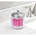 mDesign Small Apothecary Organizer Canister Jars - Glass Containers with Steel Lid for Bathroom, Organization Holder for Vanity, Counter, Hamill Collection - 2 Pack - Clear/Brushed Chrome