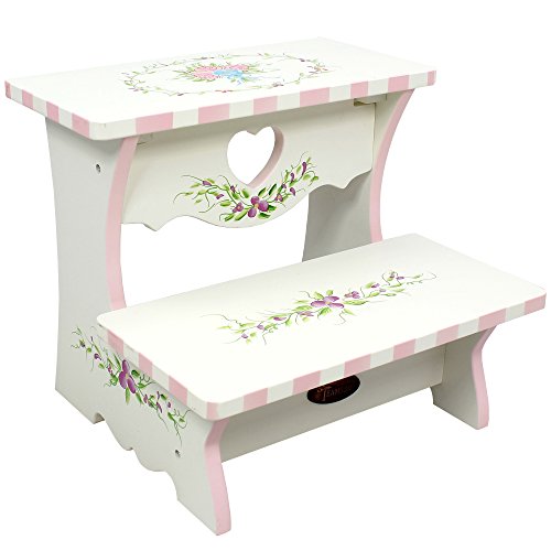 Fantasy Fields Bouquet Thematic Kids Wooden Step Stool | Imagination Inspiring Hand Crafted & Hand Painted Details Non-Toxic, Lead Free Water-based Paint