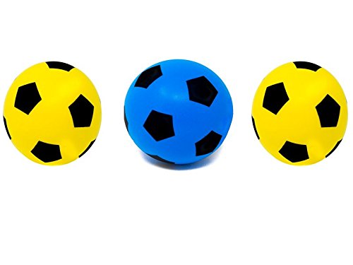 E-Deals 17.5 cm Soft Foam Football - Pack of Two Yellow + One Blue