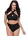 Plus Size Women Retro Bold Cutout High Waist Bikini Set Swimwear Swimsuit(FBA)