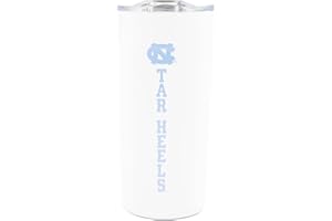 Decorvo Officially Licensed Collegiate Stainless Steel Tumbler - Double Walled Insulated Travel Tumbler with Slide Lid - 18 oz (N. Carolina - White)