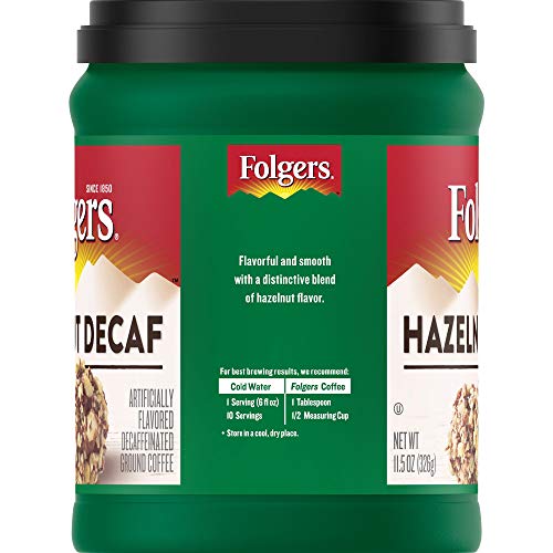 Folgers Hazelnut Decaf Flavored Decaffeinated Ground Coffee, 11.5