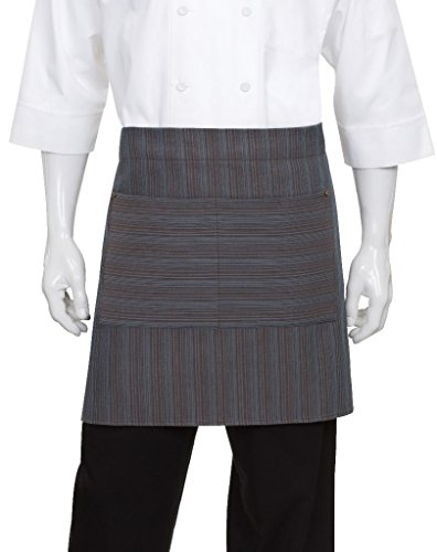 Chef Works Unisex Brooklyn Half Bistro Apron, Blue/Chocolate, One Size