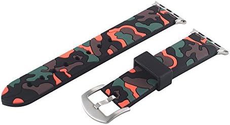 EAXUN Apple Watch Band Camouflage Sport Loop 42mm with Soft Silicone Rubber Watch Strap Camo for iWatch Series 1 Series 2 (Camo Orange)