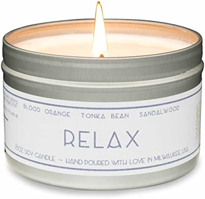 Gold Wave Goods Scented Candle – Relax (Blood Orange/Sandalwood) – Natural Soy Wax Aromatherapy 8 oz Candle, 1-Pack, Made in USA