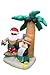 7 Foot Inflatable Santa Claus & Penguin on an Island w/ Palm Tree