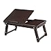 SONGMICS Laptop Desk, Folding Lap Tray, Bamboo Bed Desk with Tilting Top, Small Drawer, for Home Office, Bedroom, Brown ULLD01Z