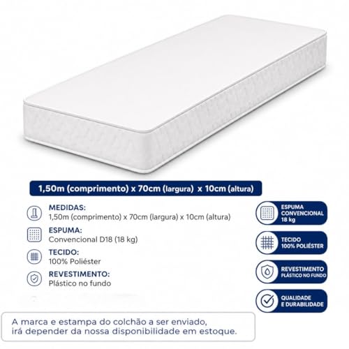 Colchão Espuma D18 150x70 Mini Cama Impermeável Tecido Macio Confortavel cama Montessoriana