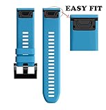Wearable4U Garmin Fenix 5X 26mm Quick Release Easy Fit Silicone Replacement Watch Band for Garmin Fenix 5X, Quatix 3, Fenix 3 HR, Fenix 3, Tactix Bravo, Foretrex 601, Foretrex 701 (Sky Blue)