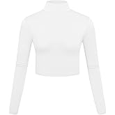 Kindcall Lightweight Mock Turtleneck Crop Tops Long Sleeve Casual Base Layer for Women