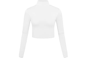 Kindcall Lightweight Mock Turtleneck Crop Tops Long Sleeve Casual Base Layer for Women