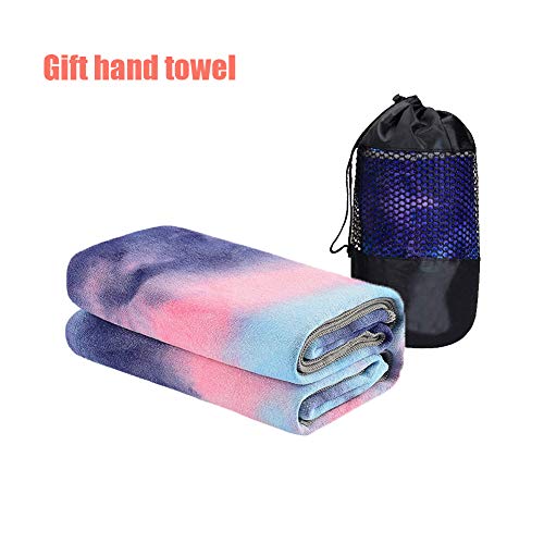 365 DAYS Microfiber Yoga Towel | Yoga Mats Towel | Sweat Absorbent, 25 x 72 Multicolored Moisture-Wicking Hot Yoga Rug for Pilates and Workout (Dark Blue&Pink Tie Dye, 25″ 72″)