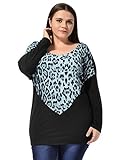 Alya Allegra K Women Plus Size Batwing Long Sleeves Leopard Tunic Tops