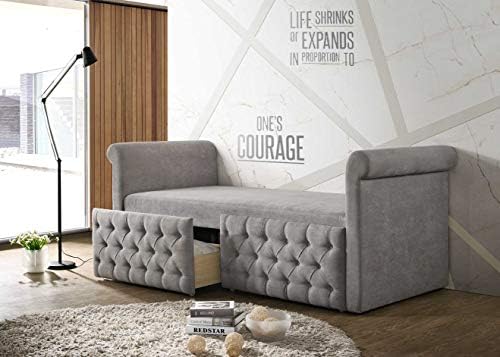 Brand New BedzOnline Alicia Grey Linen Daybed, with 2 Storage Drawers, Mattress Included DO NOT Miss Out !!!