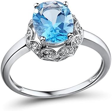 QTLI Ring,925 Sterling Silver Diamond / Topaz / Imitation Diamond Oval Wedding / Party / Daily / Casual / N/A JewelrySilver / Sterling Silver , 6