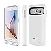 Galaxy S6 Battery Case: Stalion Stamina Rechargeable Extended Charging Case (Ceramic White) 3500mAh Protective Charger Cover with LED Charge Indicator Light