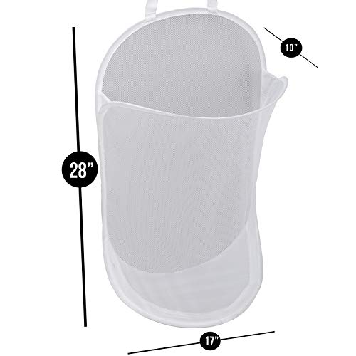 Smart Design Deluxe Mesh Over The Door Pop Up Hamper w/ Hook & Adjustable Strap - VentilAir Mesh Material - for Laundry & Clothes - Home - (Holds 3 Loads) (17 x 28 Inch) [White] - Thumbnail 2