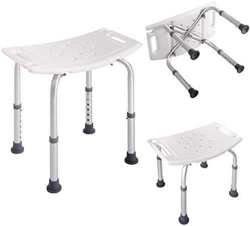 New White ６ Height Adjustable Medical Bath Shower Stool Chair Bath Tub Seat