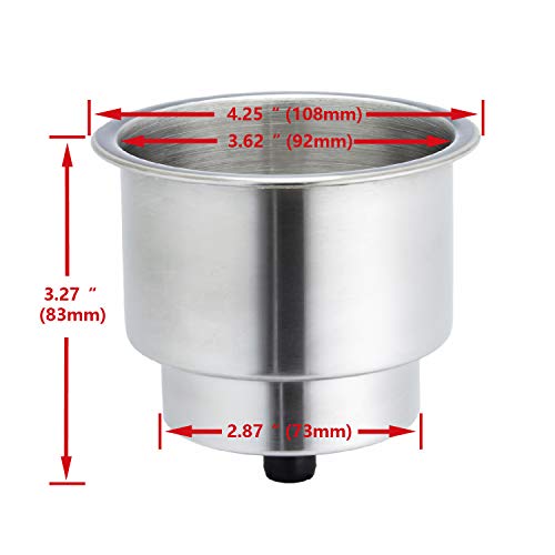 2PCS Stainless Steel Cup Drink Holder with Drain for Marine Boat RV Camper Autos - Thumbnail 2