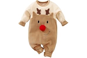 ZHSKEUUN My First Christmas Baby Boy Girl Outift Infant Long Sleeve Romper Newborn Elf Reindeer Costume Santa Outfits