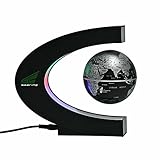Babrit Spac Magnetic Levitation Floating World Map Globe with LED Lights for Learning Education Teaching Desk Decoration (C Shape + Globe)