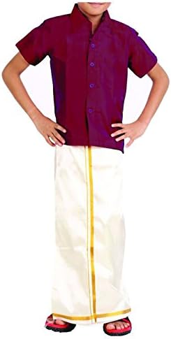 VINAB Cotton Shirt and Dhoti Set for Kids/Boys Velcro Hip Closure Dhoties(1 Ethinic wear Set)