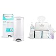 Munchkin Step Diaper Pail and Diaper Change Organizer Bundle - Award-Winning Odor Control Pail Includes 1 Refill