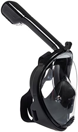 Gusrylia GoPro Compatible Full Face Snorkel Mask-180 seaview snorkel With Anti Fog Free Breathing diving snorkel Adult &amp; kid snorkel mask-Black