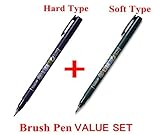 5Pacs X Tombow Fudenosuke Brush Pen / Soft Type & Hard Type (Each 5 Pens) / Total 10 Pens Set