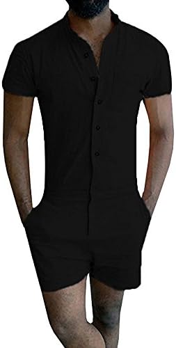 Chulianyouhuo Mens Short Sleeve Jumpsuit Casual Short Cargo Pants Rompers Slim Fit Party Overalls Boyfriend Shorts