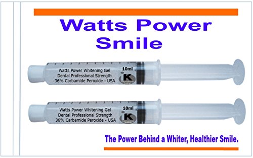 Watts Power Deep Stain 36% Teeth Whitening Gels Huge 10ml - Same Results As 44% but Safer & Without the Sting - Optimized OTC Formula with Dual Action Surface & Deep Stain Whitening in As Little As 15 Minutes - Made in the USA