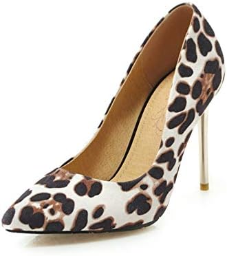 ハイヒールの女性 女性のセクシーなヒョウ柄のシングルシューズ 先のとがった