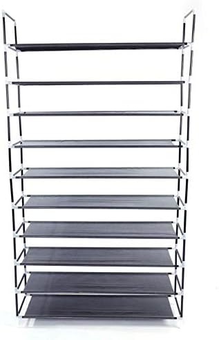 Purefire 10 Tiers Shoe Rack Non-Woven Fabric Shoe Tower Organizer Cabinet Black (39.37 x 11 x 70.87), Hold up to 50 Pairs of Shoes