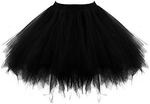 Women's Adult Mini Tutu Skirt Ballet Multi-layer Ruffle Frilly Petticoat Skirt (Black)