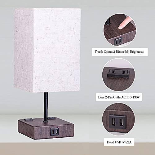 COOSA Touch Bedside Lamp, 3Way Dimmable Touch Lamp Bedside Lamp with 2