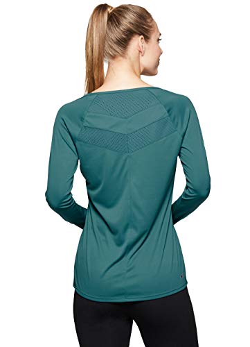 RBX Active Women's Long Sleeve Crew-Neck T-Shirt with Mesh Mesh Teal L