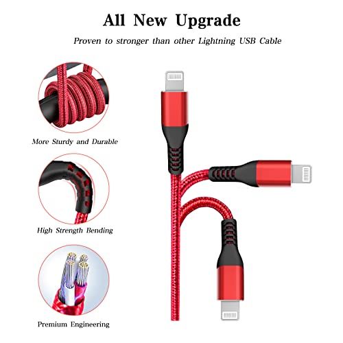 RJJ iPhone Charger Cord 3FT 2Pack, [Apple MFi Certified] Lightning Cable Nylon Braided USB iPhone Fast Charging Cords for Apple Products Compatible iPhone 13/12/11 Pro Max/XS MAX/XR/XS/X/8/7/6/5S/SE