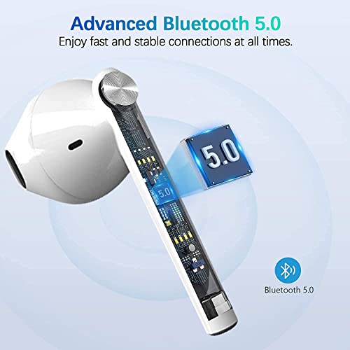 Écouteurs Bluetooth 5.0, Casque sans Fil,Écouteurs sans Fil, Microphone intégré et étui de Chargement, réduction de Bruit stéréo 3D HD pour Casques Apple Airpods/Android/iPhone