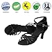 DKZSYIM Women's Satin Latin Dance Shoes Professional Ballroom Salsa Practice Performance Dancing Shoes,217-Black-7,US 7
