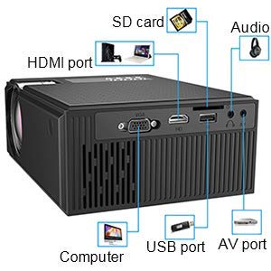 Projector, DIWUER Portable Video Projector, Mini Movie Projector for Home Cinema Theater, Support 1080P Full HD, HDMI, VGA, AV, USB, SD Card