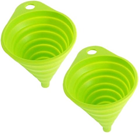 Otedes Silicone Collapsible Funnel Cup, 2 PCS Foldable Funnel for Liquid Transfer 100% Food Grade Silicone（green）