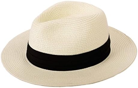 Straw Hat for Women Beach Hats Summer Sun Panama Wide Brim Floppy Fedora Cap UPF50