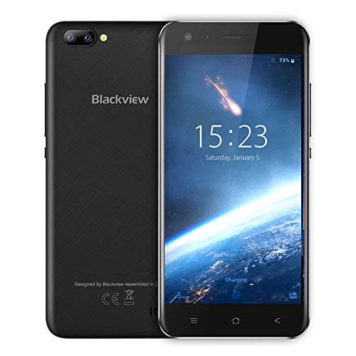 Blackview A7 GSM Cell Phone Unlocked,Rugged Smartphone Dual Samsung Rear Cameras,8GB ROM Android 7.0,5.0" HD IPS Screen 2800 mAh Battery Dual SIM Free WCDMA 3G Cellphone for AT&T T-Mobile,Black